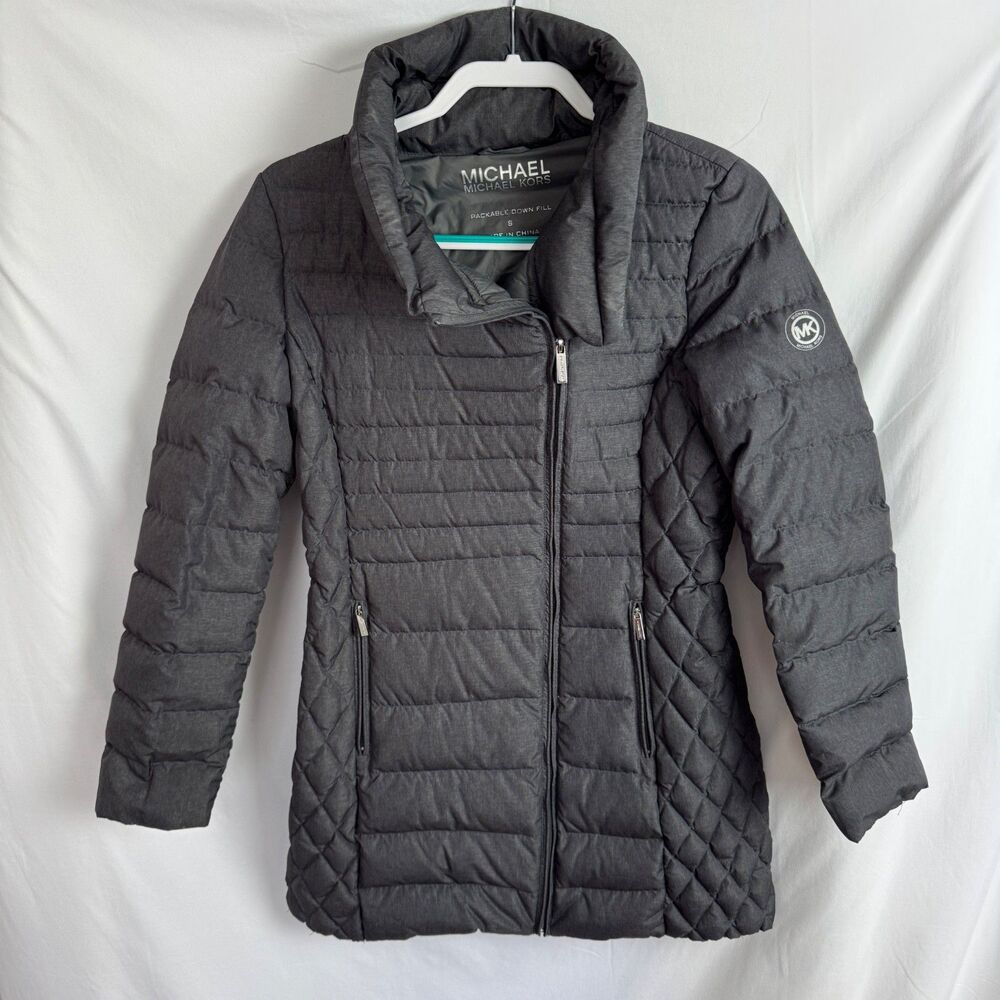 Michael KORS MK Women's Down Puffer Coat Size Small Gray Jacket